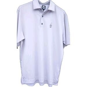 Mens FOOTJOY White Polo Golf Shirt Crane Bird Logo Size Medium